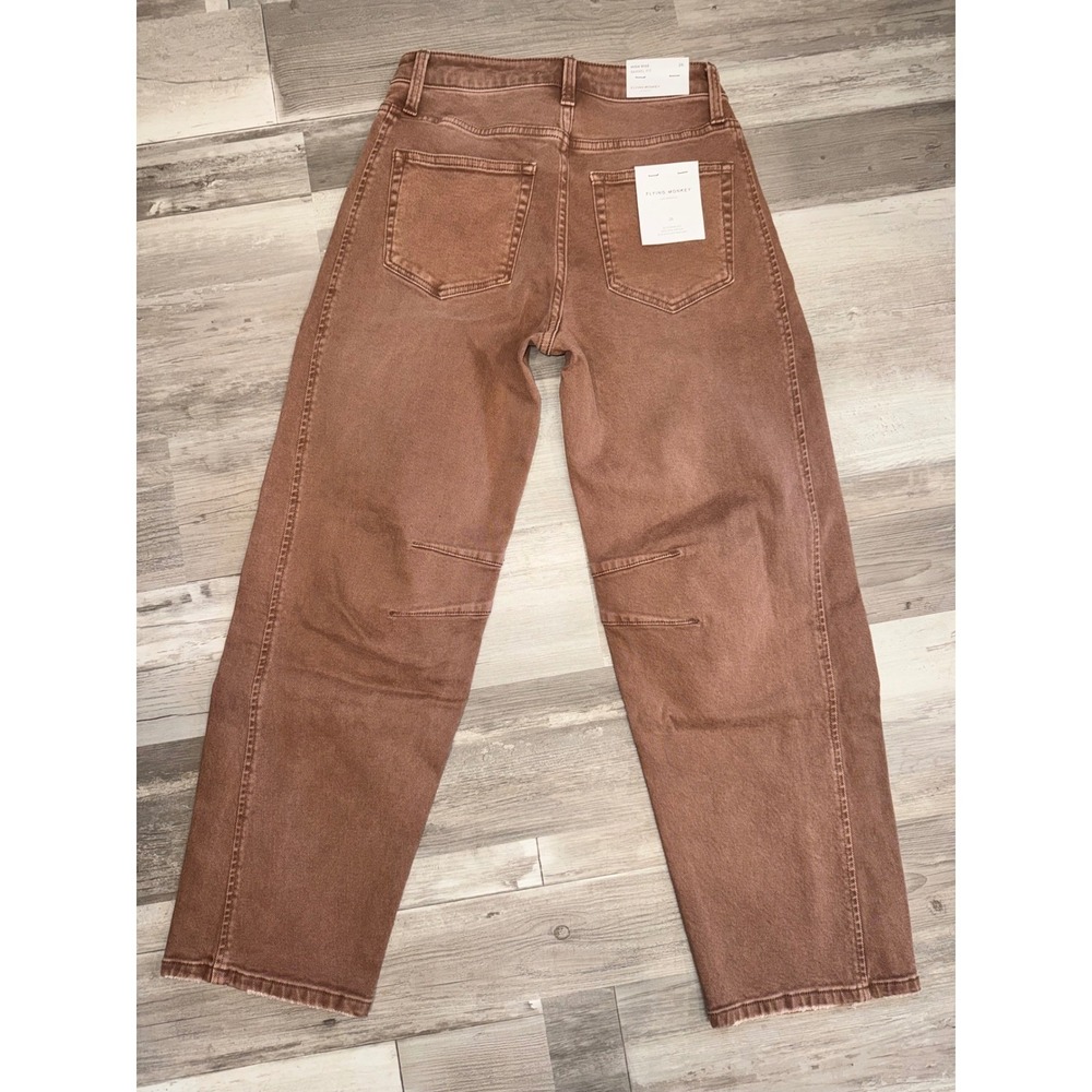 Flying Monkey Barrel Fit Jeans Women Brown High Rise Seam Detail Size 26 NWT - Picture 5 of 8